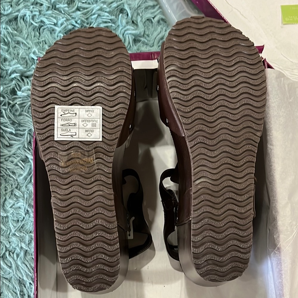 Brown Wedge Sandals with Adjustable Straps - Picture 2 of 9